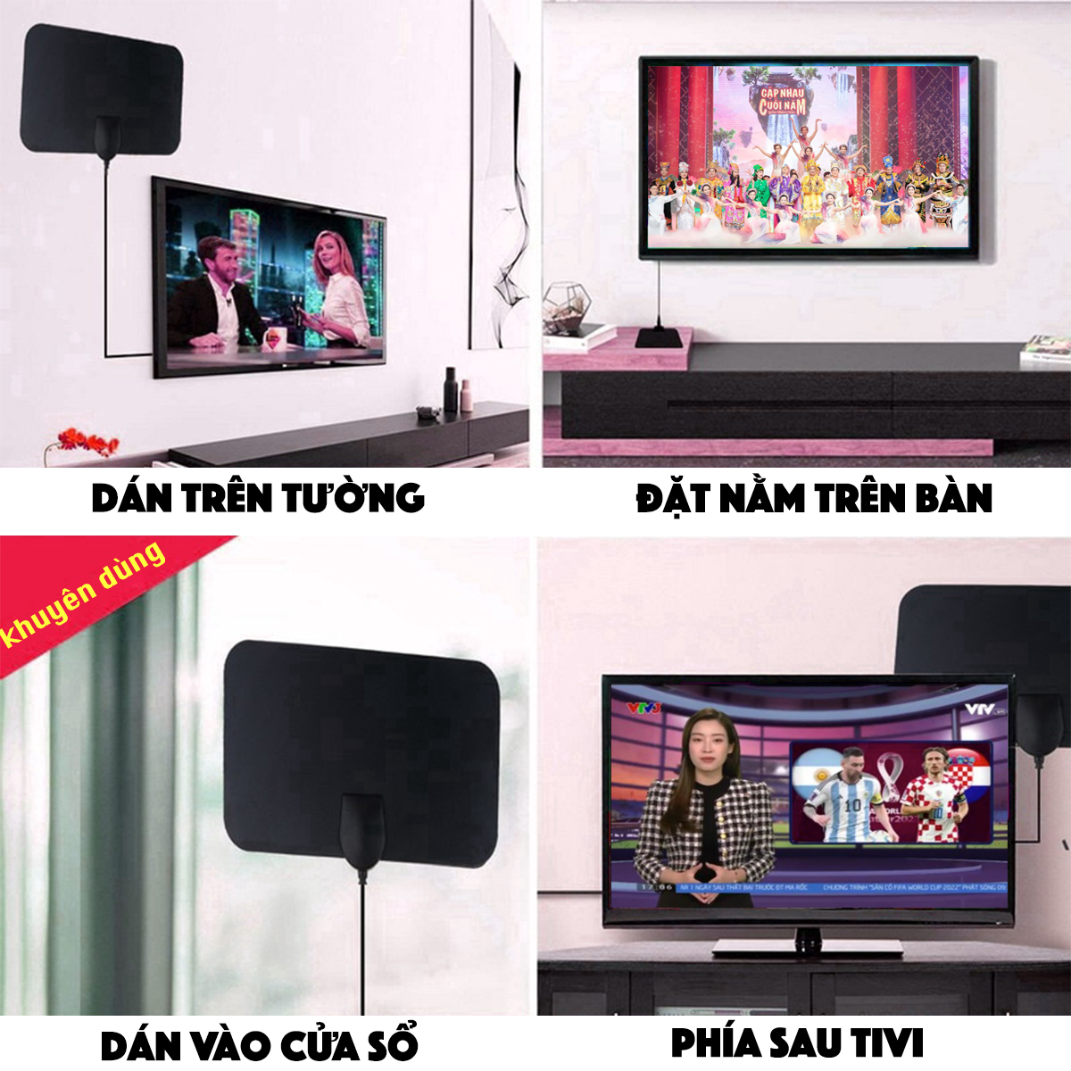 Anten Tivi Kỹ Thuật Số DVB T2, Ăng Ten Truyền Hình Số Mặt Đất, Ang Ten Khuếch Đại Thu Sóng Truyền Hình Vệ Tinh Trong Nhà, Ăng Ten Truyền Hình Cáp HDTV 4k 1080P Siêu Nét