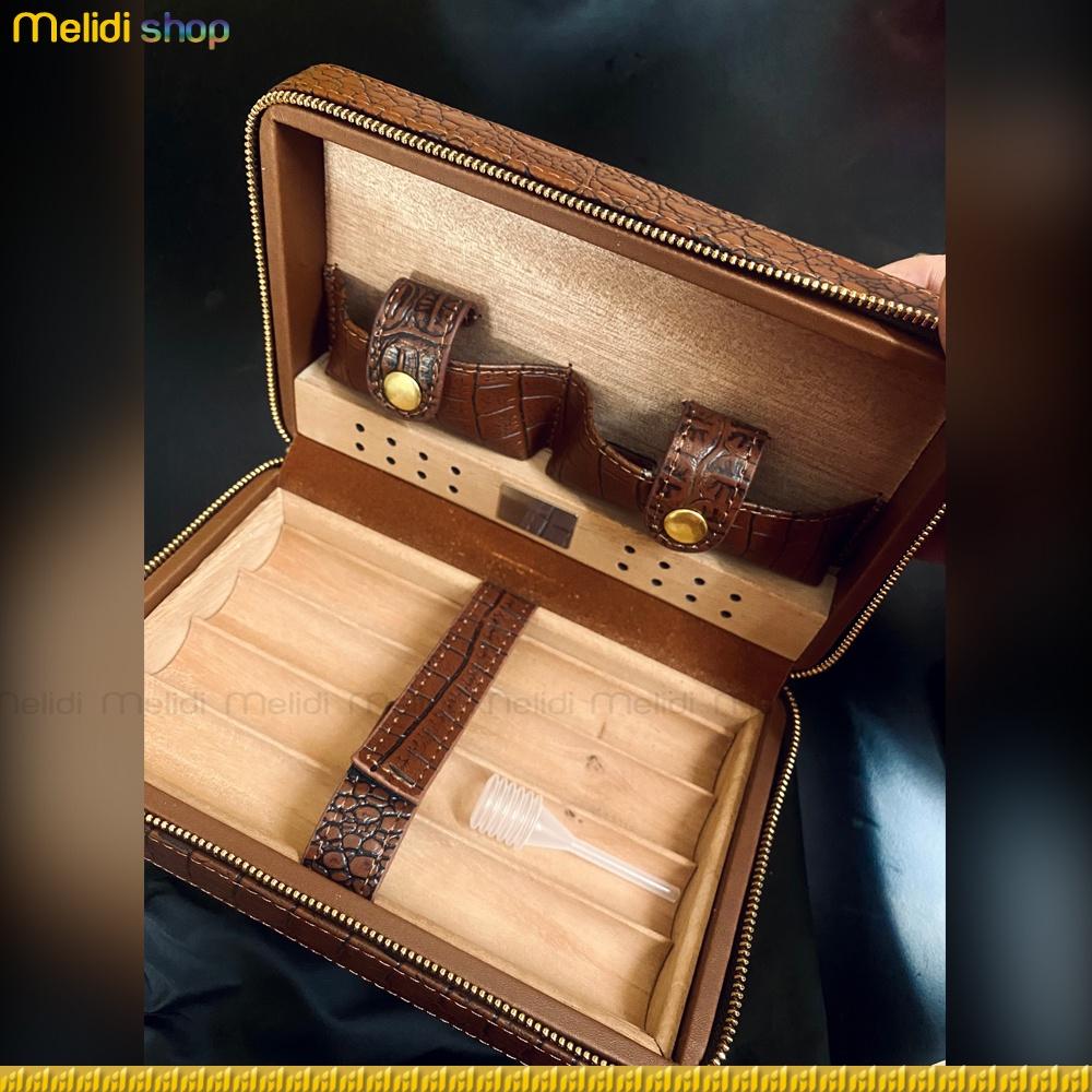 COHIBA QU8 - Bao Da Cigar Cao Cấp Sang Trọng, Hộp Đựng Nhiều Ngăn, Túi Da Đựng Bảo Quản Giữ Ẩm