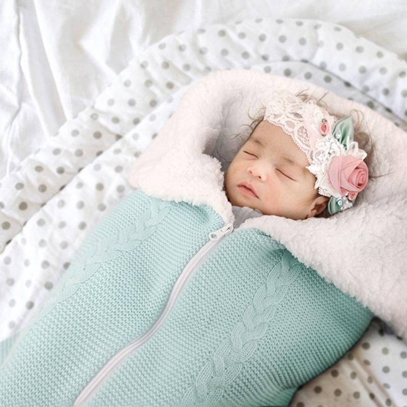 Trẻ Sơ Sinh Túi Ngủ Làm Dày Mùa Đông Cho Bé Bao Dệt Kim Xe Đẩy Đầm Footmuff Tập Đi Slaapzak Kid Sleepsack Trẻ Sơ Sinh Bao