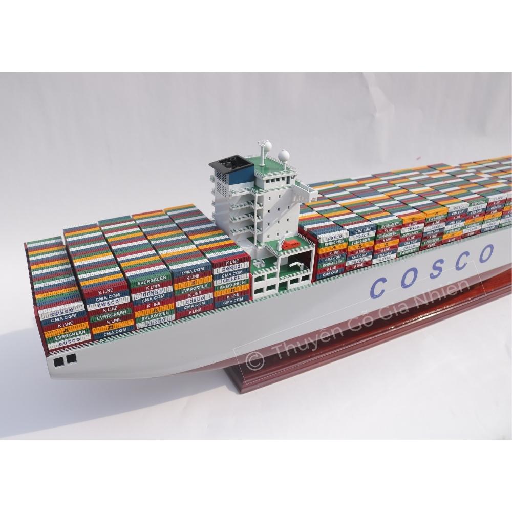 Mô Hình Thuyền Gỗ Trang Trí Phong Thủy Dạng Thuyền Thương Mại COSCO EUROPE SHIP Chính Hãng, Hàng Xuất Khẩu Chất Lượng Cao