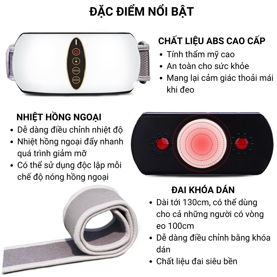 Máy Massage Bụng SP1810, Đai Massage Giảm Eo, Máy Rung Bụng Kết Hợp Làm Nóng Hiệu Quả