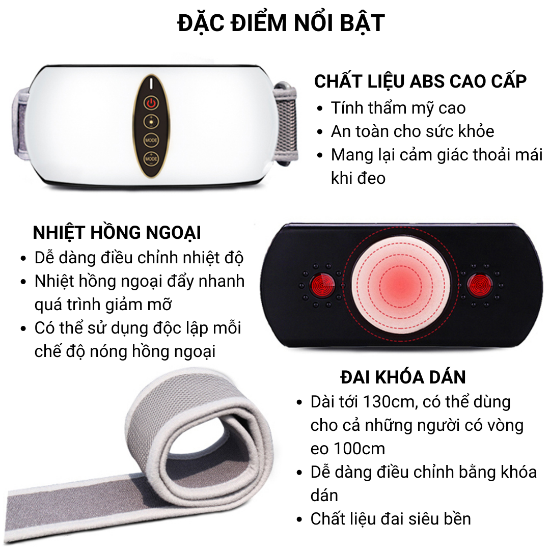 Máy Massage Bụng SP1810, Đai Massage Giảm Eo, Máy Rung Bụng Kết Hợp Làm Nóng  Hiệu Quả