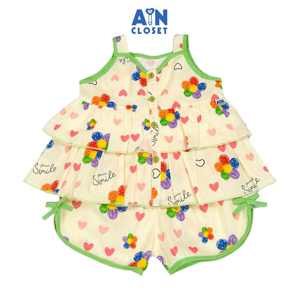 Bộ quần áo Ngắn bé gái họa tiết Hoa Điểm 10 cotton - AICDBGYH7BVO - AIN Closet