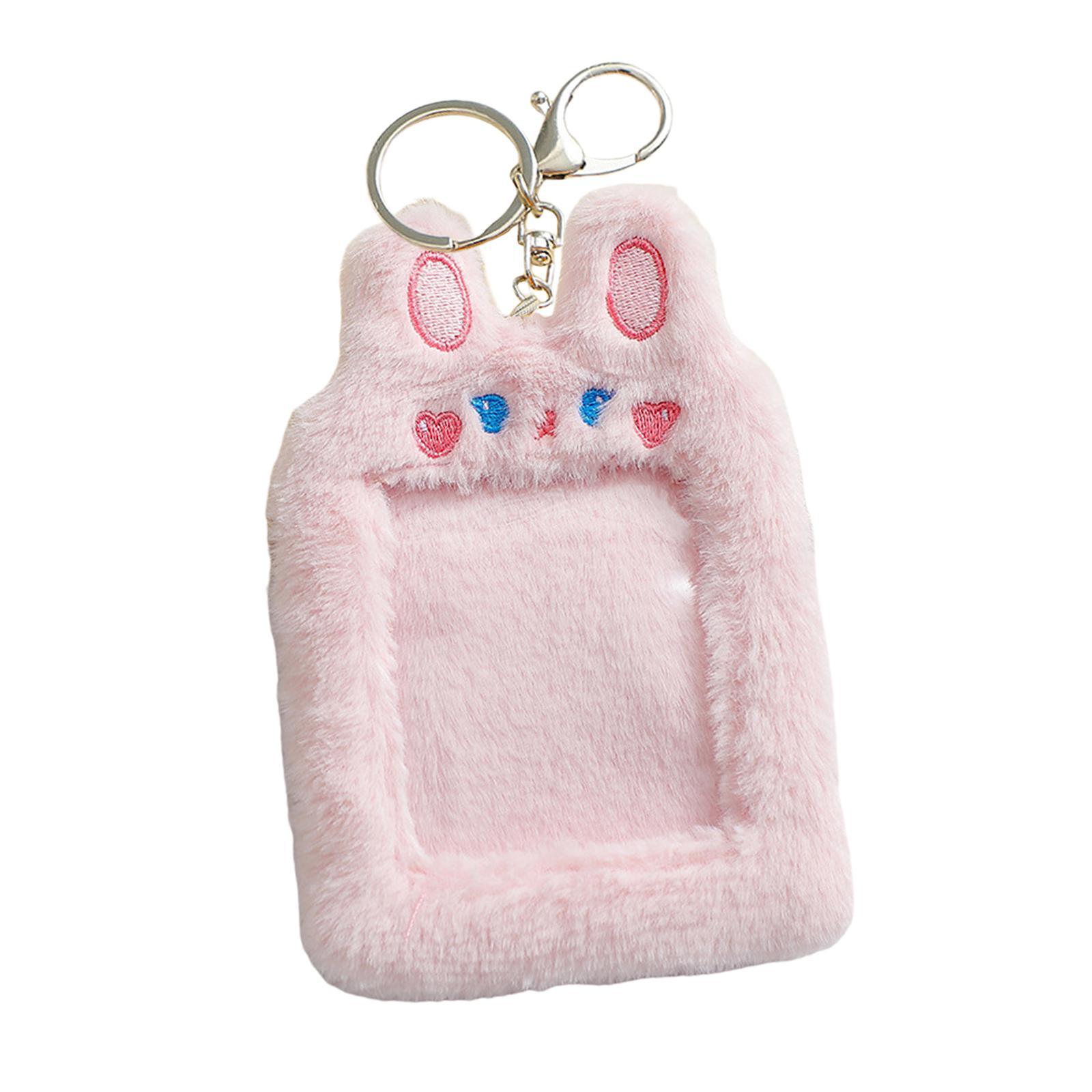 2 Plush Keychain Holder Protective Case Photocard Holder for Household