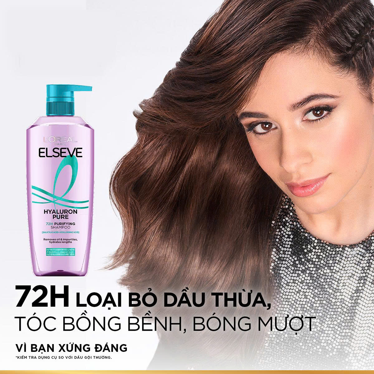 Dầu Gội Da Đầu Thường, Dầu L'Oréal Elseve Hyaluron Pure 72h Purifying Shampoo