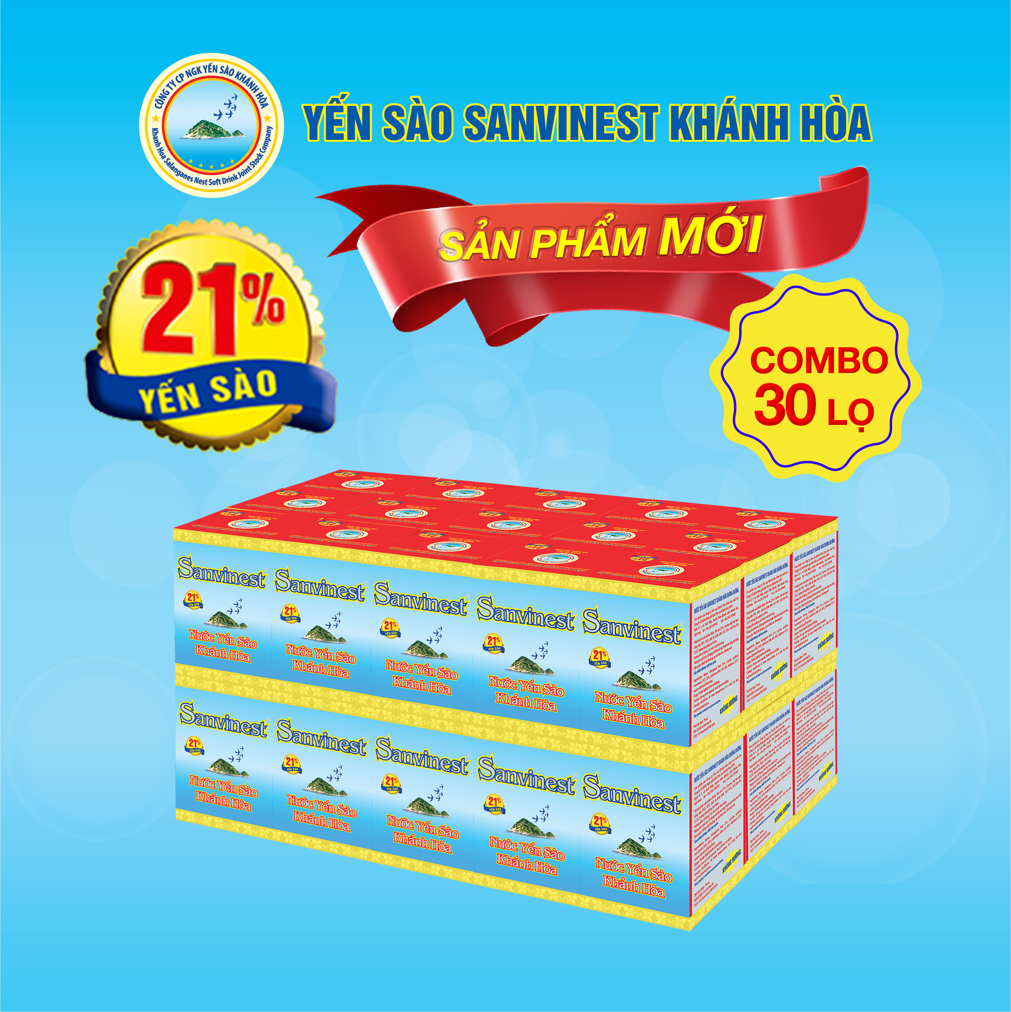 [Combo 30 lọ] Nước Yến sào Sanvinest Khánh Hòa không đường lọ 70ml - S102