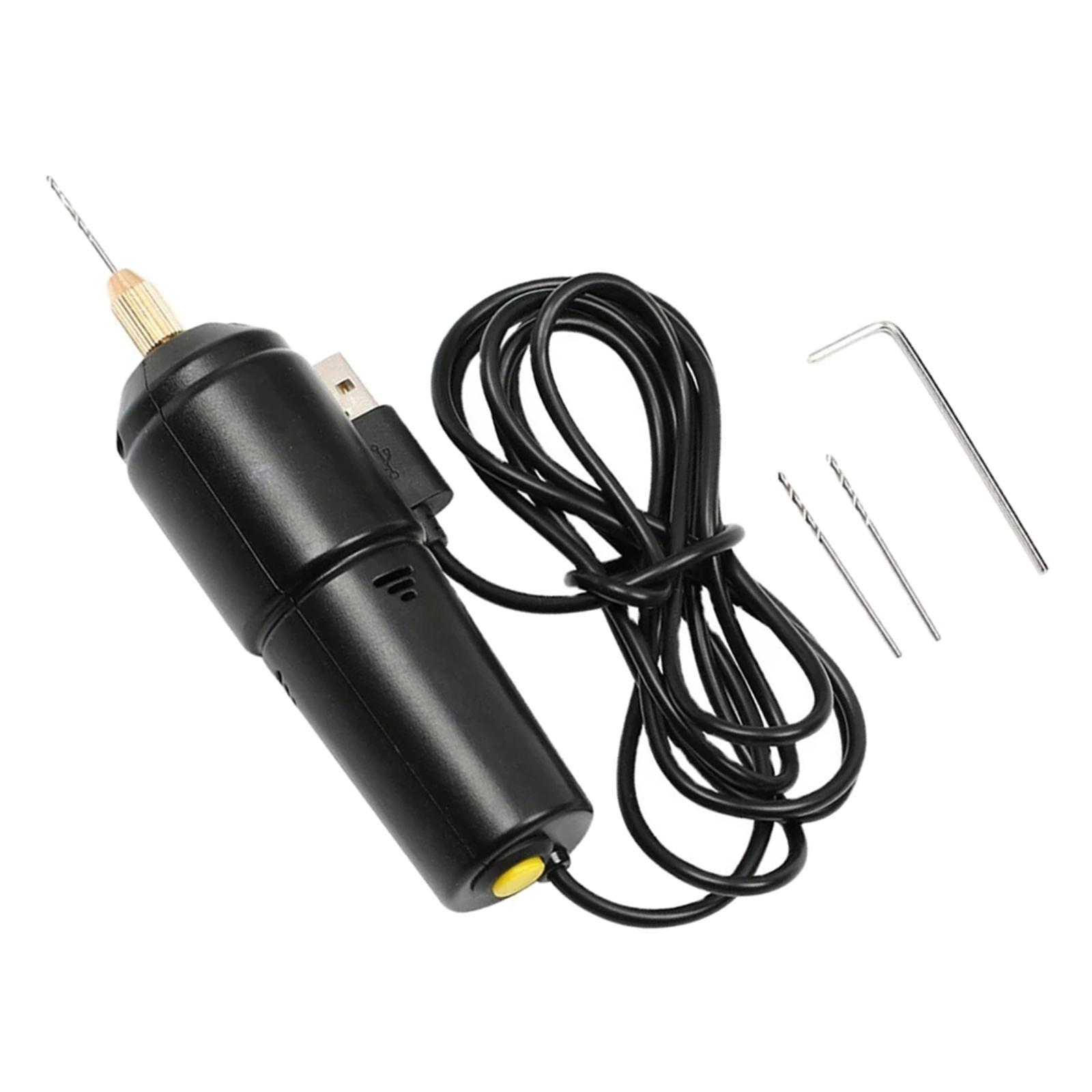 USB 5V Rotary Tool Kit Electric Handheld Dill & 3pcs Drill Bits for DIY Creations Craft Projects Drilling Engraving Polishing