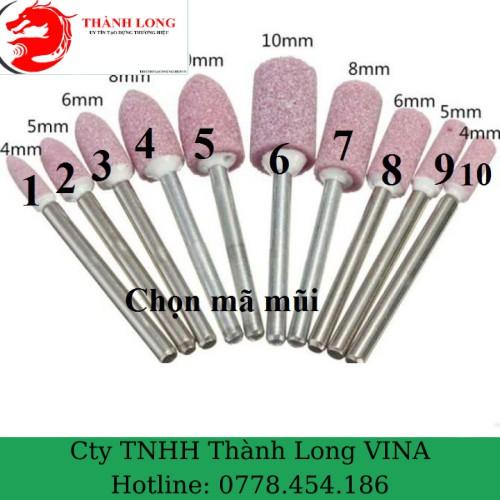 đá mài mini cán 3mm bộ 10 mũi đá tự chọn mũi