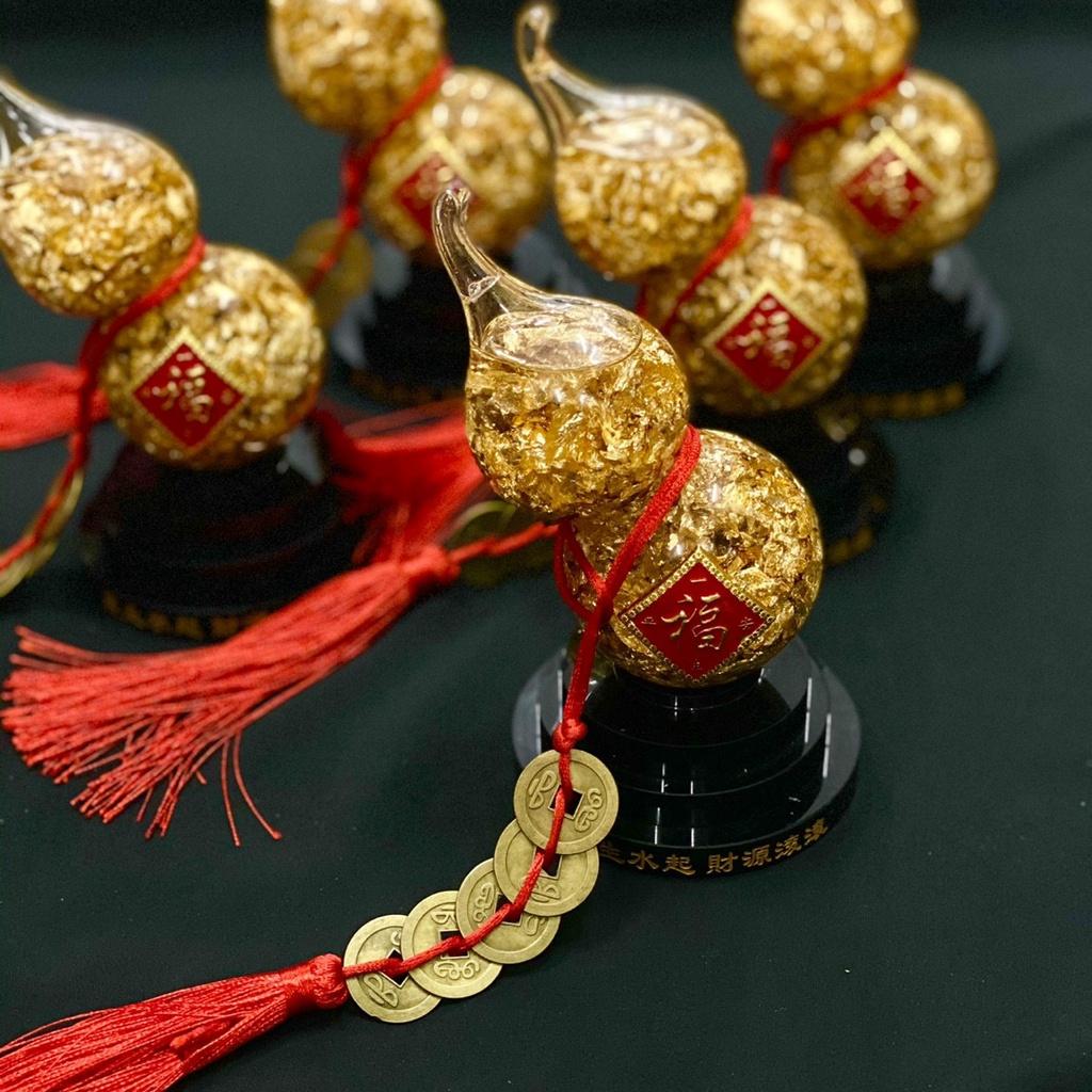 Hồ Lô Phong Thủy, Hồ Lô Nước Vàng, Hồ Lô Thần Tài - cao 15cm , Có Đế Xoay