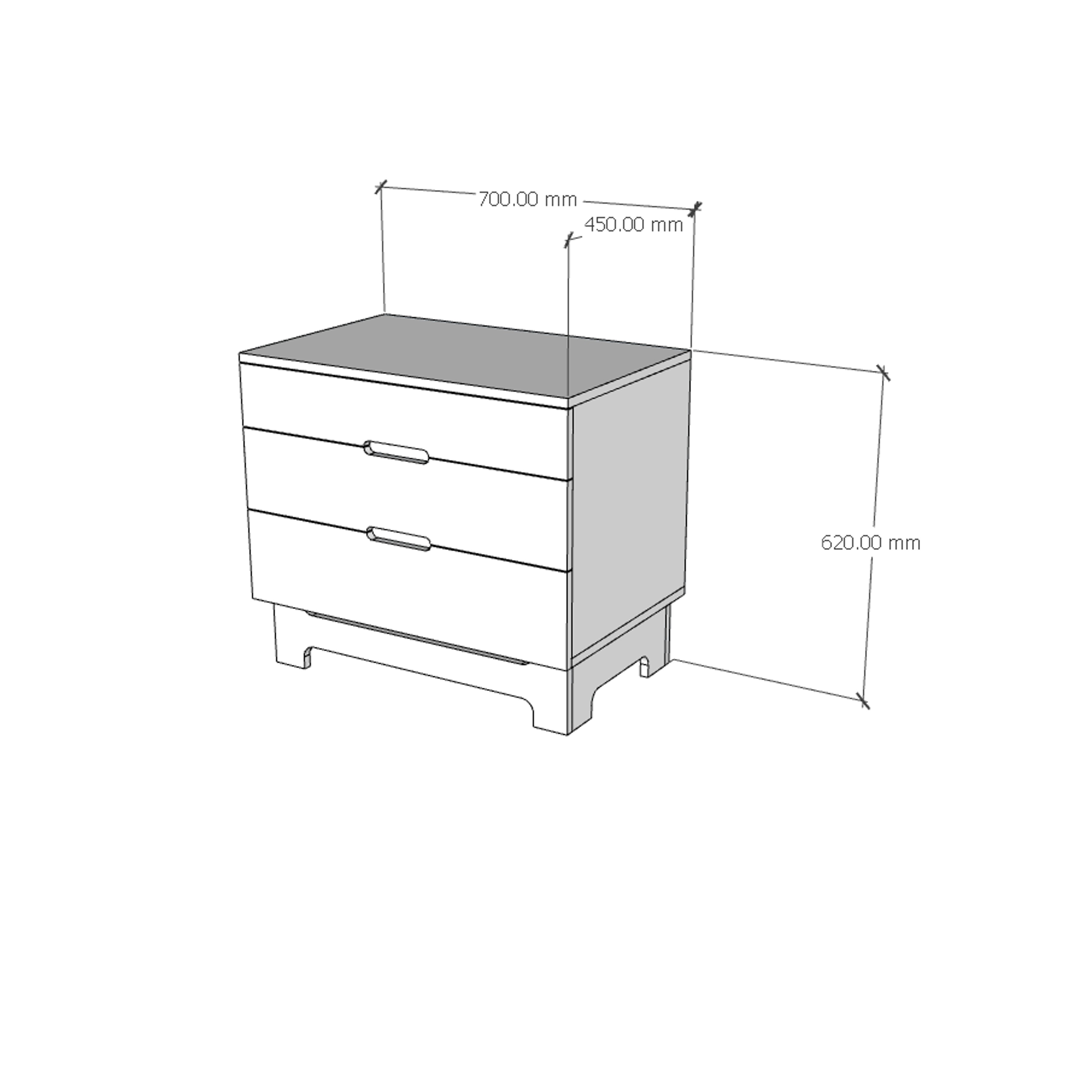 [Happy Home Furniture] MOLLY, Tủ lưu trữ 3 ngăn kéo, 70cm x 45cm x 62cm ( DxRxC), THK_106