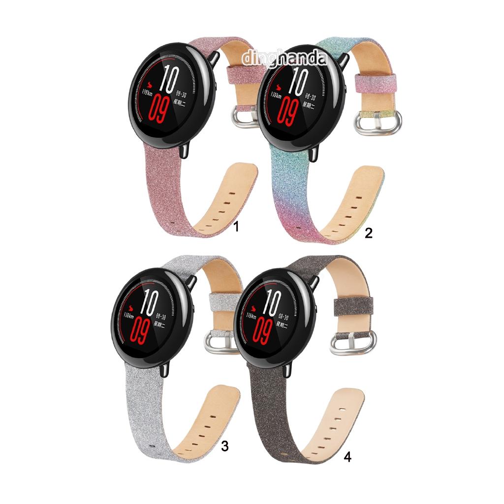 Dây Đeo Thay Thế Chất Liệu Da Lấp Lánh Thiết Kế Nhiều Lỗ Cho Huami Amazfit Pace