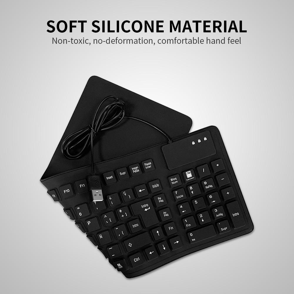 Bàn phím silicon có dây USB có thể gập lại chống bụi chống thấm nước