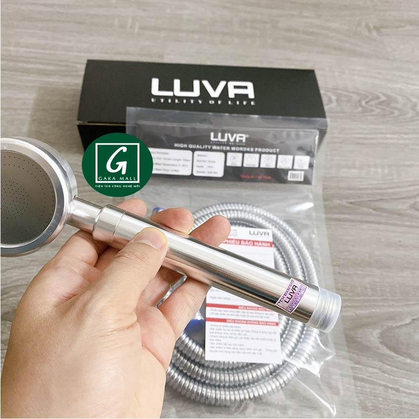 Combo vòi hoa sen Luva VS3 kèm dây sen Luva dài 1.5m, lõi đồng, inox 304, BH 1 năm đổi lỗi 30 ngày