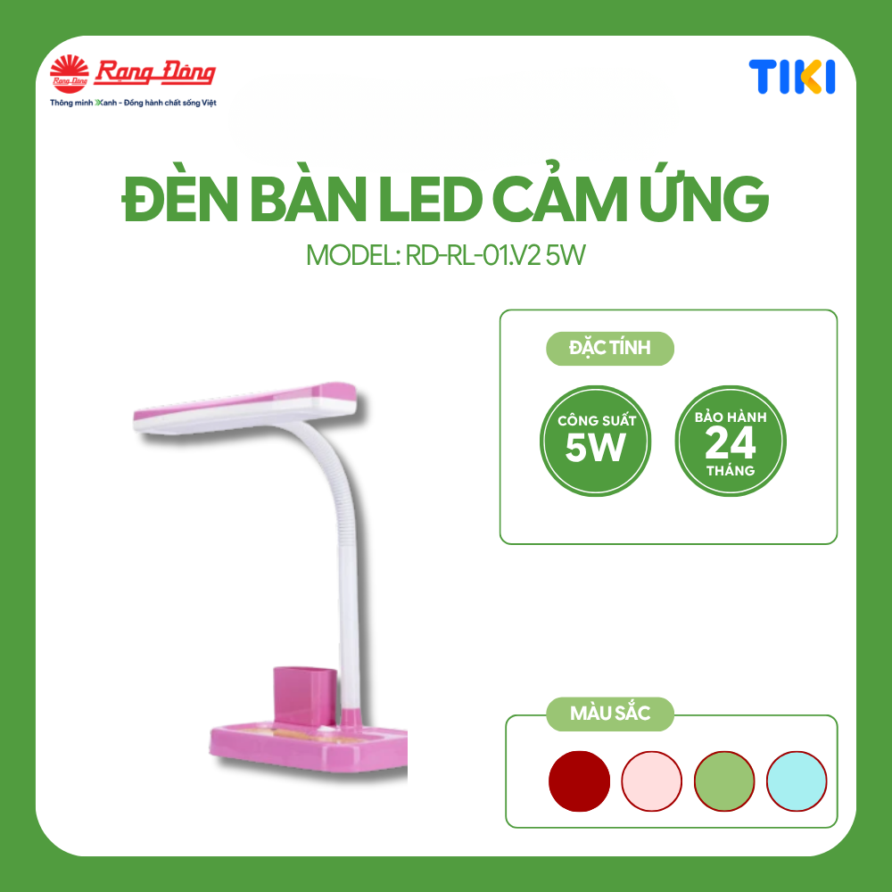 Đèn bàn Bảo vệ Thị lực Rạng Đông Model: RD-RL-01.V2 Mẫu Mới Cải Tiến Có Ống Cắm Bút