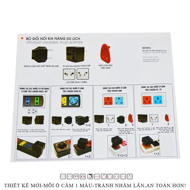 Ổ Cắm Điện Đa Năng - Bộ Ổ Cắm Chuyển Đổi Đa Năng LiOA Dùng Cho Ổ Cắm Các Nước - Ổ Cắm Du Lịch