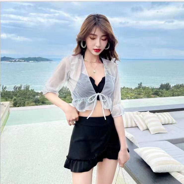 (hàng cao cấp) Bộ Bikini 3 Món Siêu Phẩm Cho mùa du lịch áo voan ngoài đẹp tinh tế