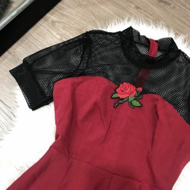 ĐẦM XÒE PHỐI LƯỚI HOA HỒNG