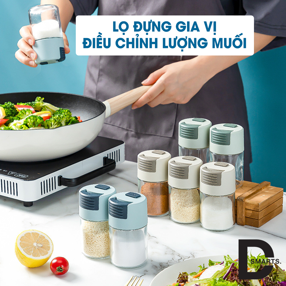 Lọ đựng gia vị, hũ đựng gia vị thủy tinh cao cấp, kiểm soát lượng gia vị chính xác khi nấu ăn