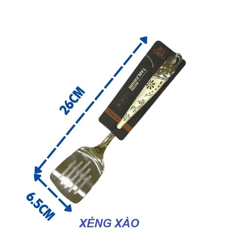 BỘ DỤNG CỤ NHÀ BẾP INOX 4 MÓN – MUỖNG CANH, MUÔI THỦNG, XẺNG XÀO, XẺNG THỦNG – CÓ MÓC TREO TIỆN DỤNG - HÀNG CHÍNH HÃNG MINIIN