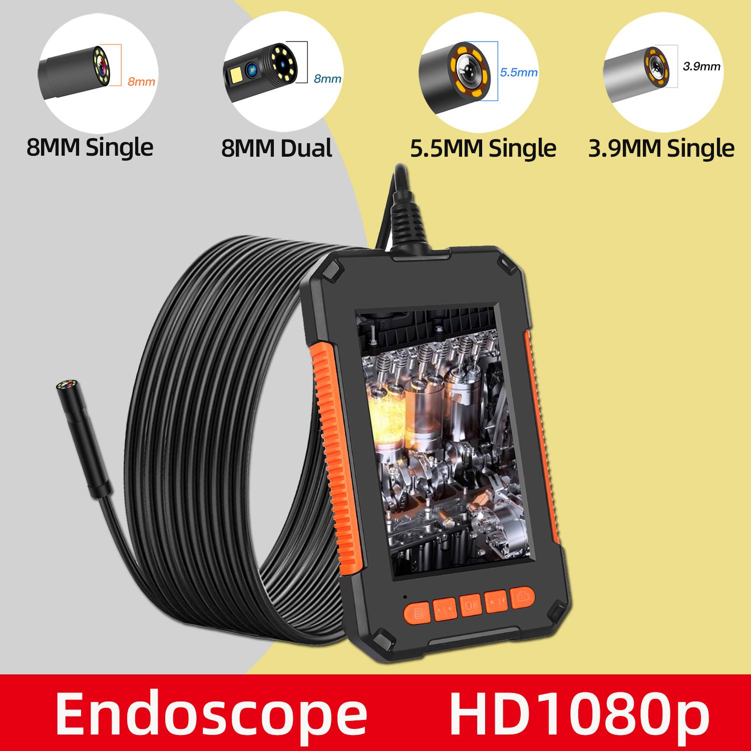 Camera Nội Soi Công Nghiệp 4.3 "Màn Hình IPS HD1080P Ống Kính Đơn Kiểm Tra Xe Borescope IP68 Đèn LED Chống Nước 2600MAh