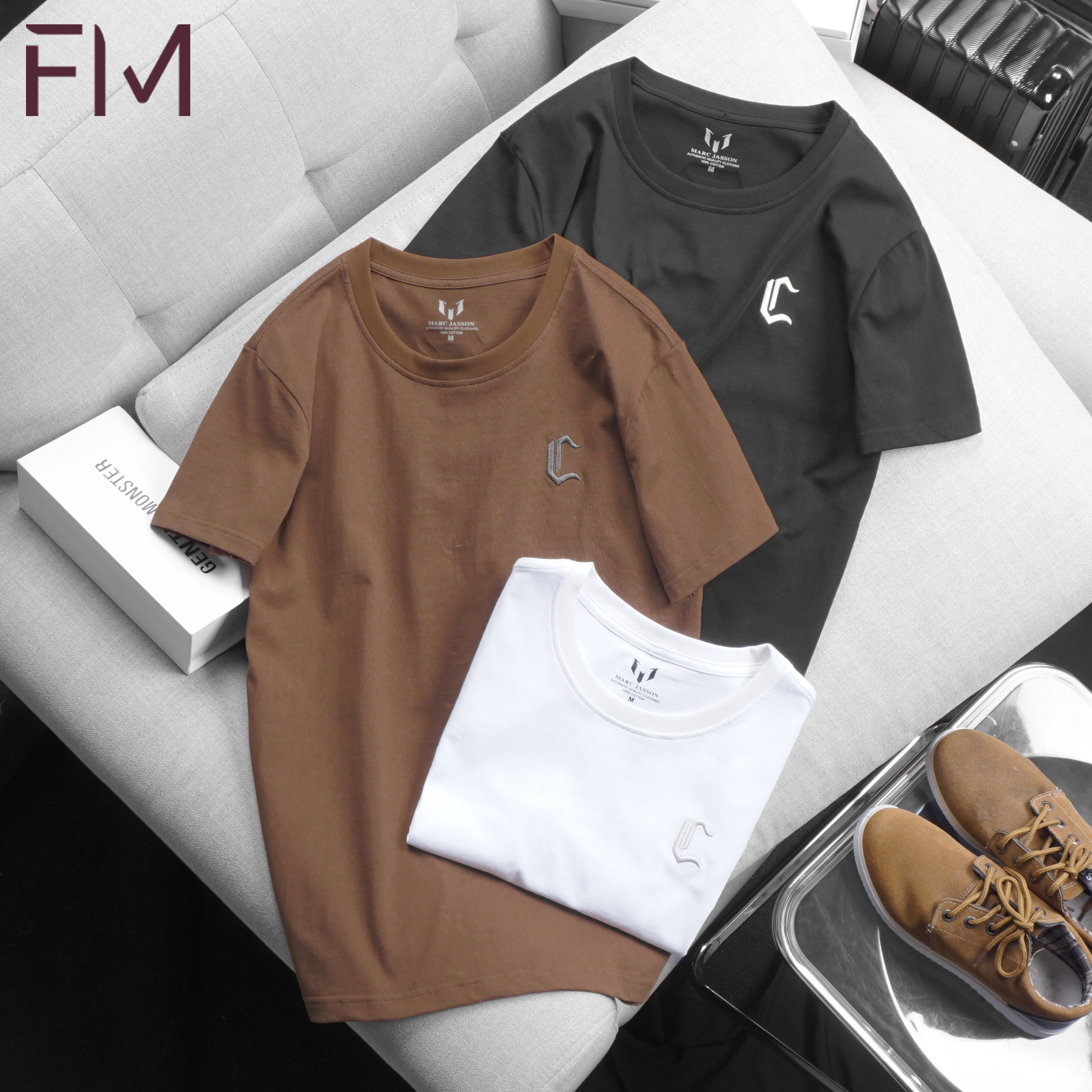 Áo thun cổ tròn ngắn tay JASSON, chất cotton 100% thiết kế họa tiết thêu logo - FORMEN SHOP - FMPS199