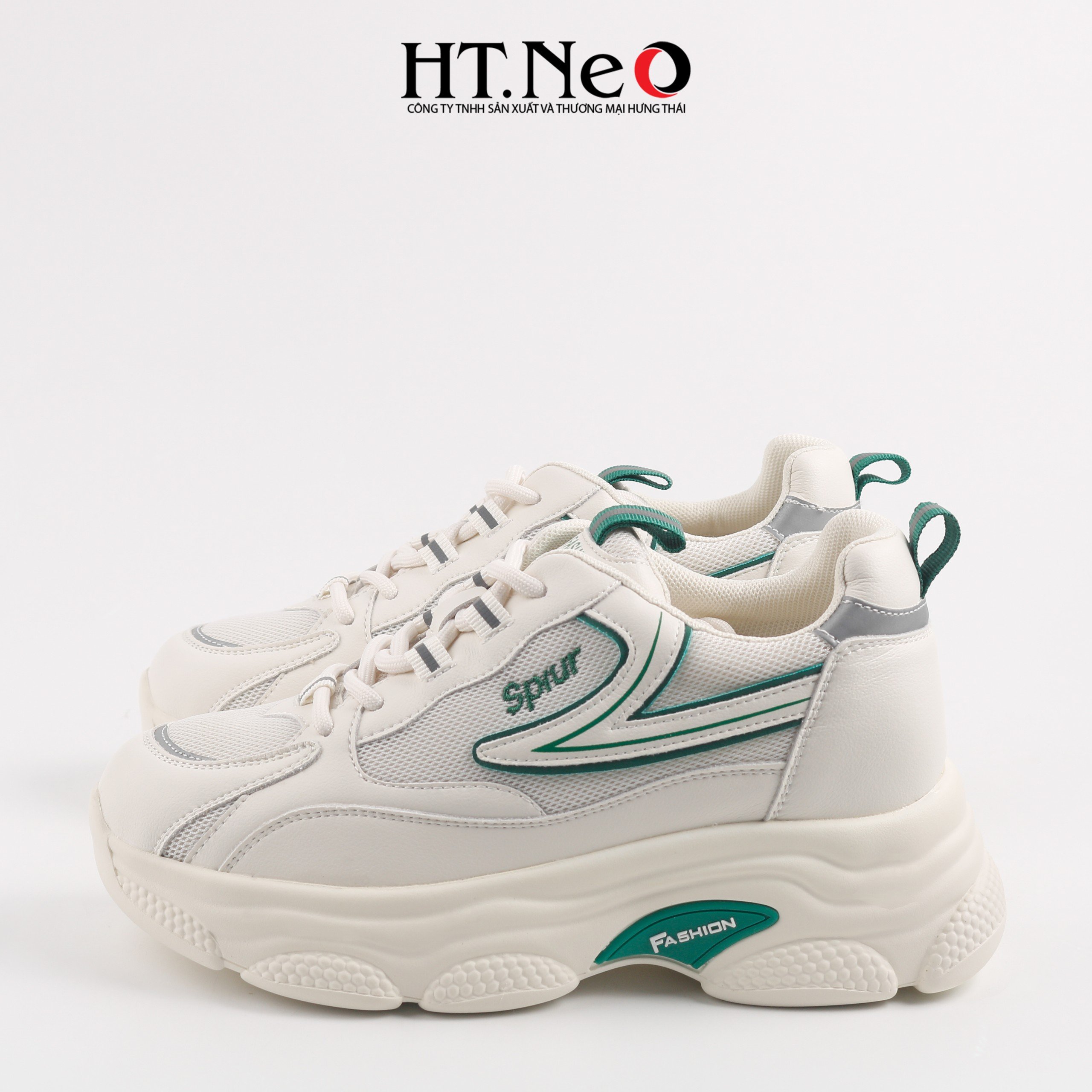 Giày thể thao, giày sneaker nữ đế cao su đúc, đế cao, chất liệu da kết hợp vải lưới, kiểu dáng trẻ trung, đi êm chân, thoải mái TTN09