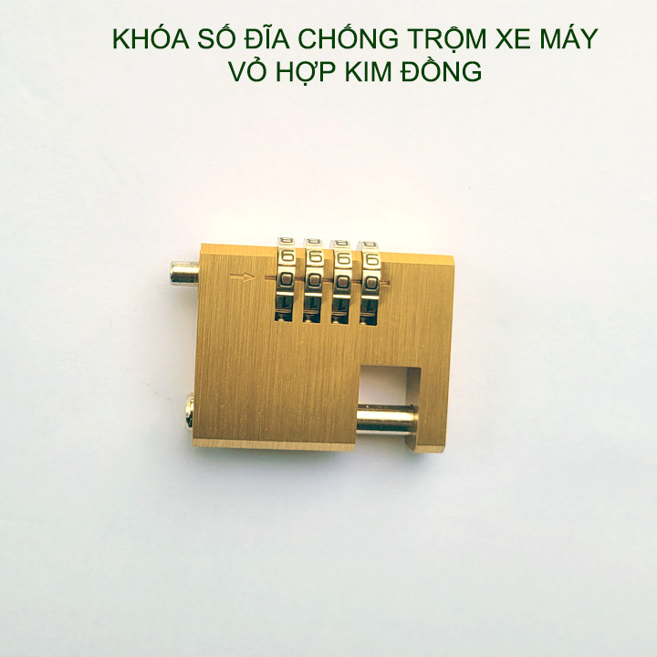 Khóa số đĩa chống trộm xe máy bằng hợp kim đồng, 4 mã số có thể thay đổi