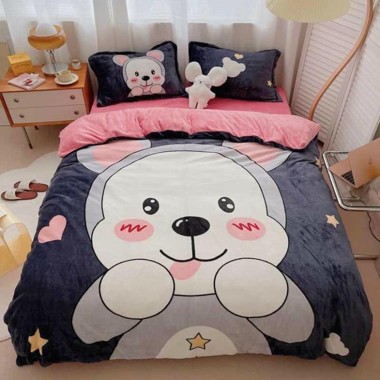 Bộ chăn ga gối nhung tuyết mịn nhiều mẫu mã đa dạng