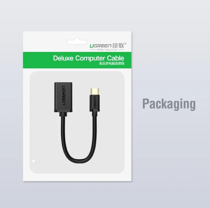 Ugreen UG30701US154TK 13CM Màu Đen Dây USB Type-C sang USB 3.0 - HÀNG CHÍNH HÃNG