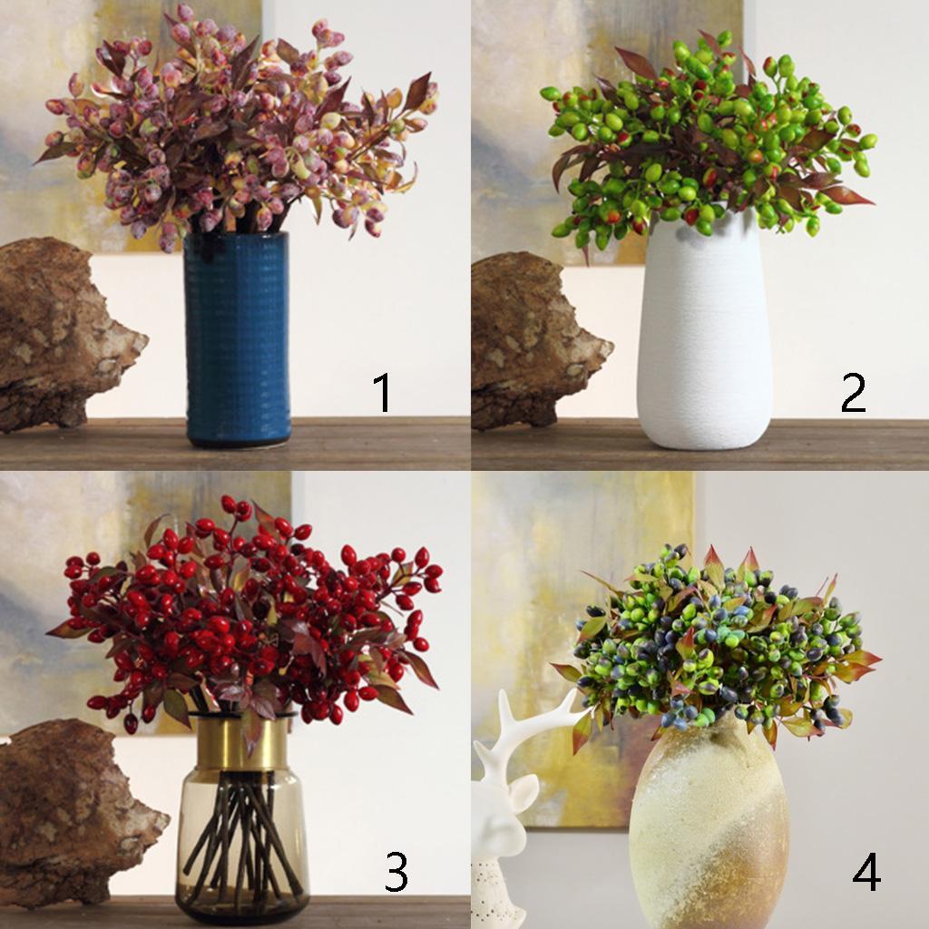 2X Artificial Plant Flower Olive Fruit Berries Bouquet Home Decor White Pink
