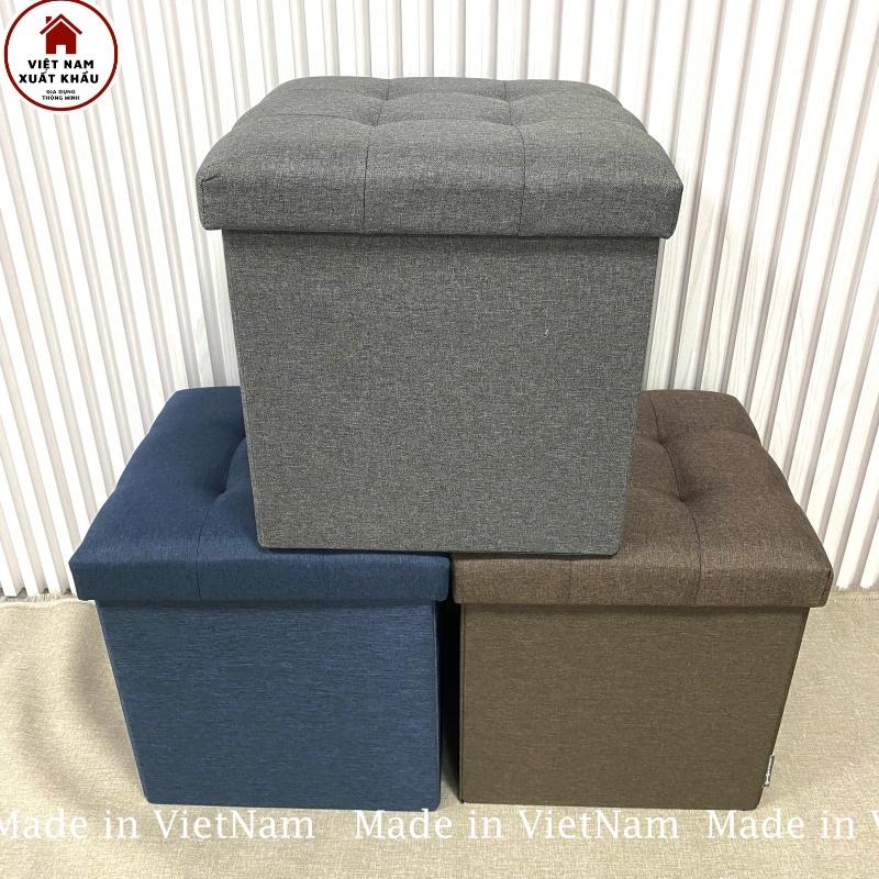 Ghế Đôn Kiêm Hộp Đựng Đồ Chất Vải Oxford 600D Cao Cấp Kích Thước 39x39xcao 40cm