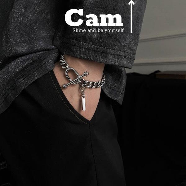 Vòng Tay Lắc Tay Nam Cuban Cao Cấp Vòng Tay Nam Nữ OT Streetwear Hiphop Màu Bạc Bản To Khóa Cài - Thép Titan Không Gỉ