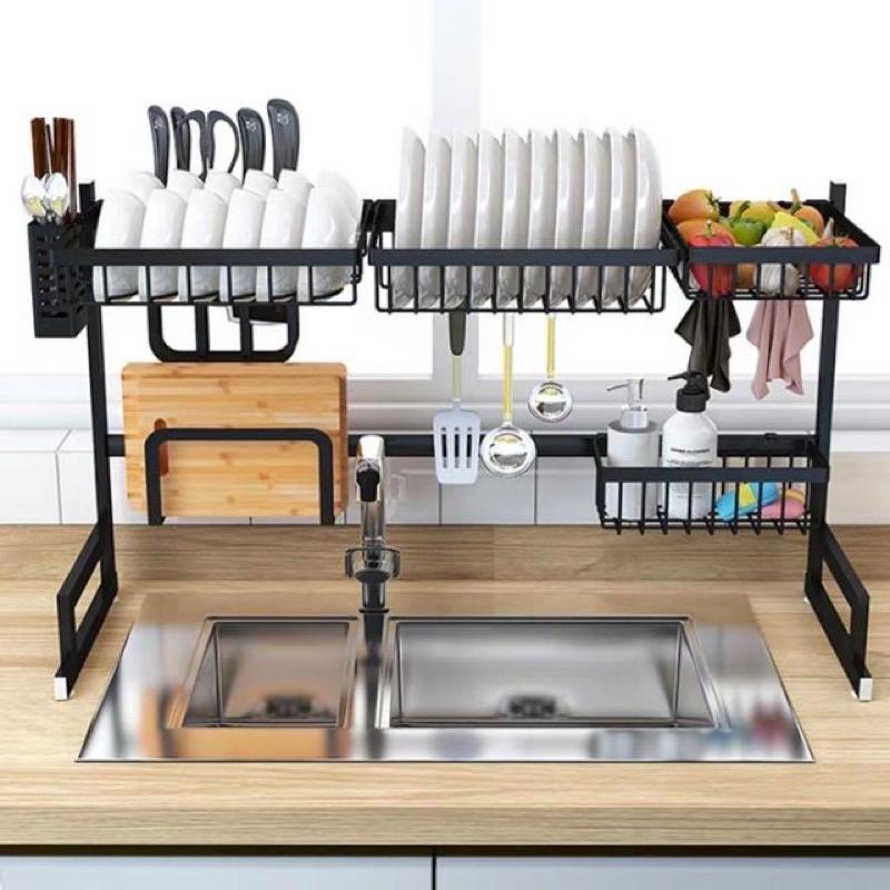 Kệ Để Chén Đĩa Thông Minh Trên Bồn Rửa Bát Sơn Đen Tĩnh Điện Cao Cấp