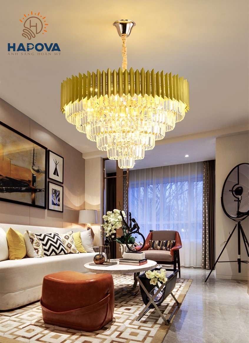 Đèn chùm pha lê, đèn trần trang trí HAPOVA GINZI 0910 Đường kính 800mm