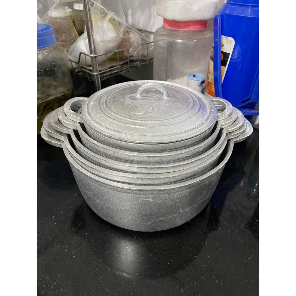 Nồi Gang Đúc Nguyên Khối Cao Cấp Đủ Size Từ 20cm 22cm 24cm 26cm 28cm 30cm