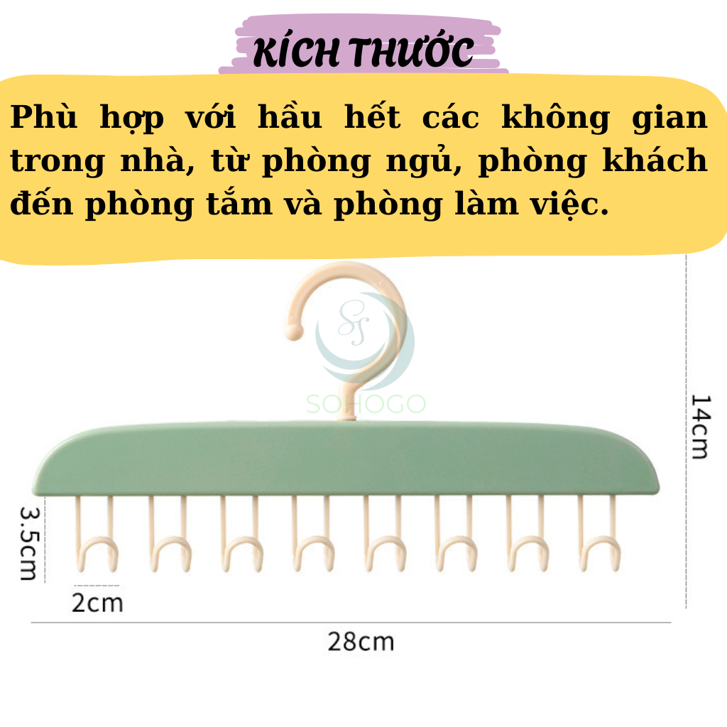 Móc Treo Đồ Đa Năng 8 Móc Xoay 360 Độ Tiết Kiệm Không Gian - Móc Treo Thắt Lưng, Đồ Lót