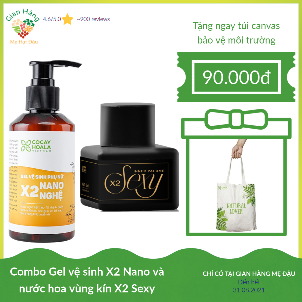 Combo Vùng Kín Thơm Tho Cho Mẹ Bầu & Mẹ Sau Sinh COCAYHOALA gồm 1 Dung dịch vệ sinh X2 Nano Nghệ 150ml và 1 Nước hoa vùng kín Sexy 5ml