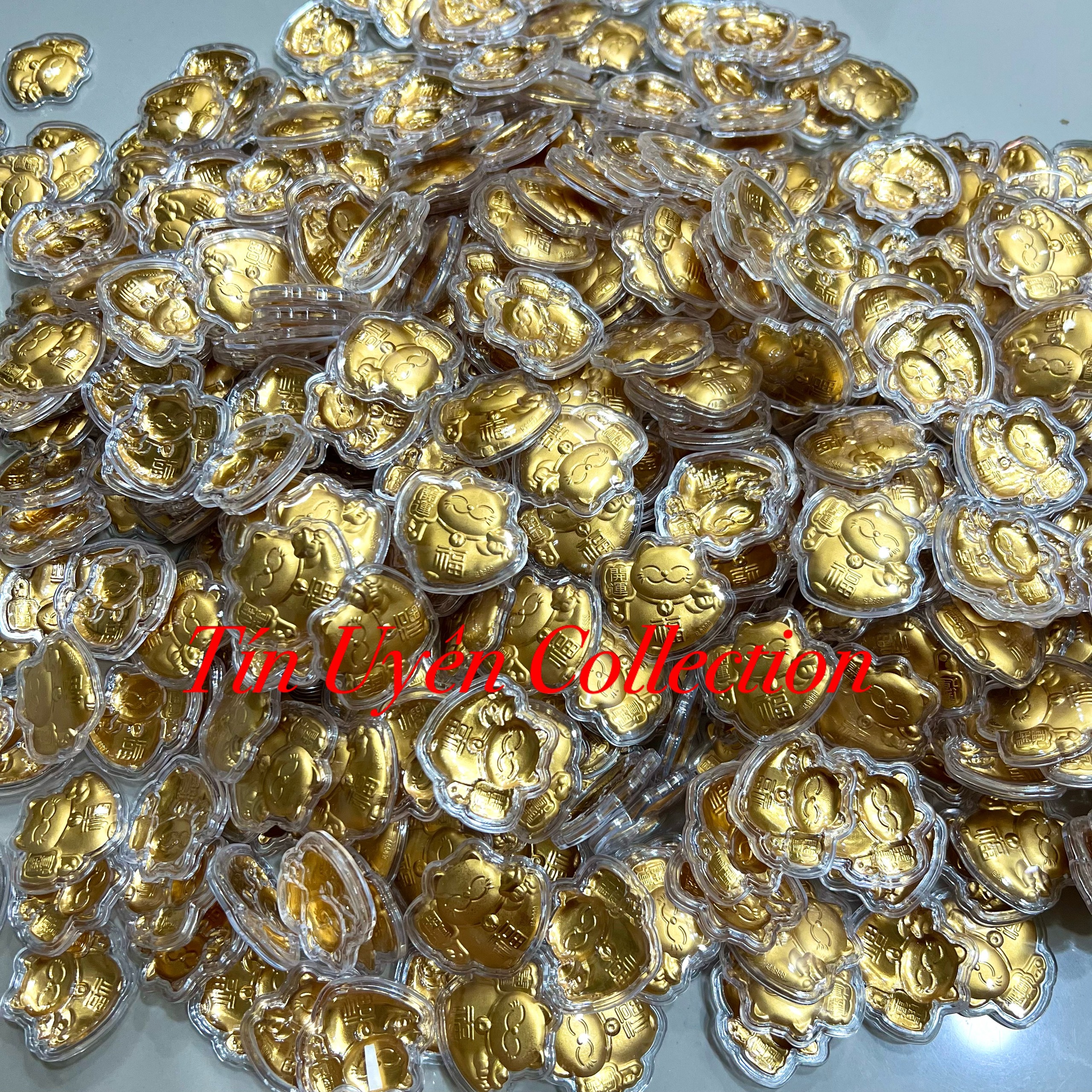 Thỏi Mèo Vàng Thần Tài may mắn tài lộc kèm túi Nhung trang trọng biếu tặng, Lì Xì Tết, phát lộc rất ý nghĩa
