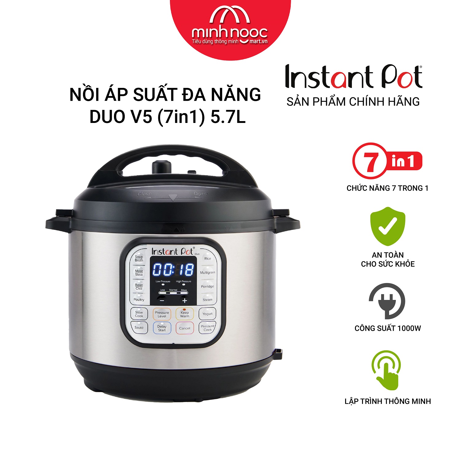 [Hàng chính hãng Instant Pot] Nồi Áp Suất Điện Đa Năng Instant Pot Duo V5, dung tích 5,7L, 7-in-1_NEW