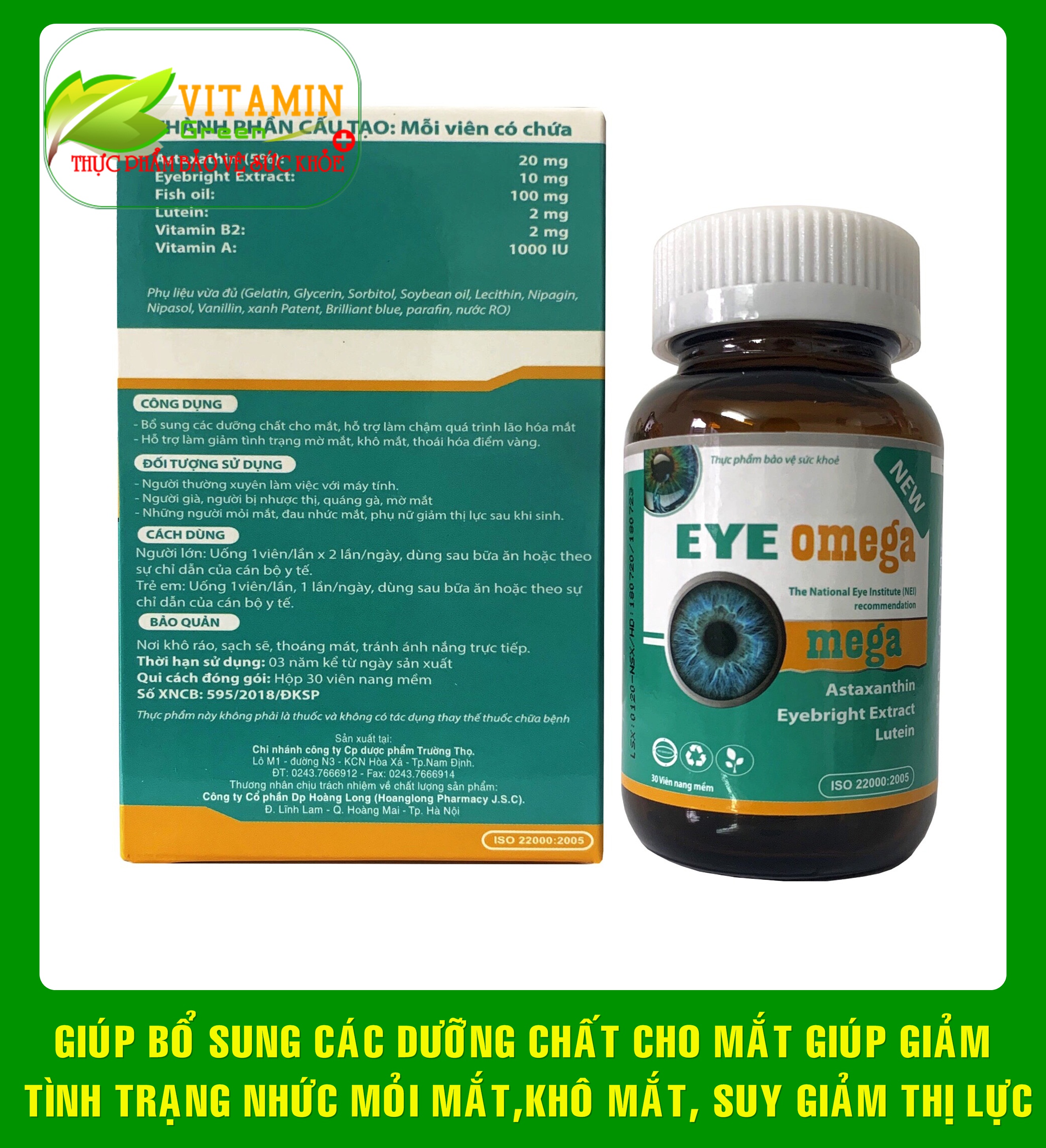 VIÊN UỐNG BỔ MẮT EYE OMEGA GIÚP GIẢM NHỨC MỎI MẮT, TĂNG CƯỜNG THỊ LỰC