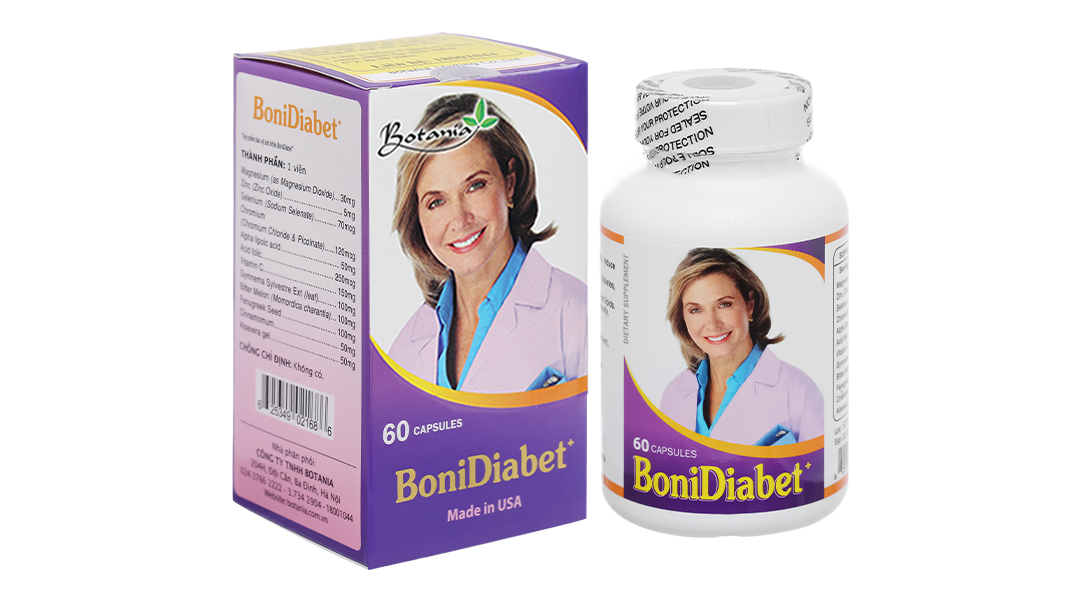 Viên uống BoniDiabet+ BOTANIA - Made In USA - Hỗ Trợ Điều Trị Bệnh Tiểu Đường, Ổn Định Đường Huyết, Làm Giảm Glucose Máu