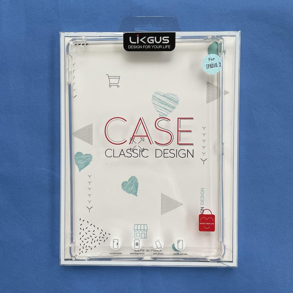 Ốp lưng trong suốt, không ố vàng, chống sốc 4 góc cho Apple iPad Gen 7, Gen 8 10.2 inch- hàng chính hãng Likgus