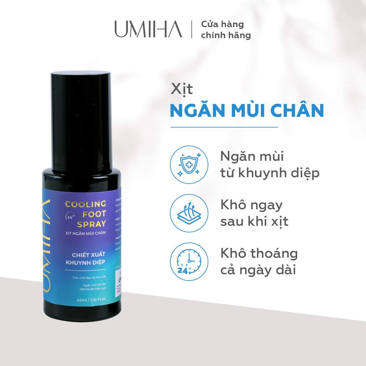 Xịt Khử Mùi Hôi Chân Và Giày Hữu Cơ Umihome 50100Ml Khử Mùi Nhanh Chóng, Giúp Ngăn Ngừa Hôi Chân Và Giày Hiệu Quả - Chai 45Ml
