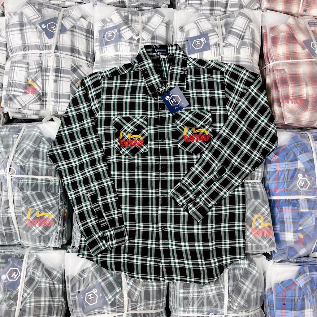 ÁO SƠ MI NAM TAY DÀI KATE LỤA EVISU 1991 HÌNH THÊU HOTREND THỜI TRANG NAM 1986