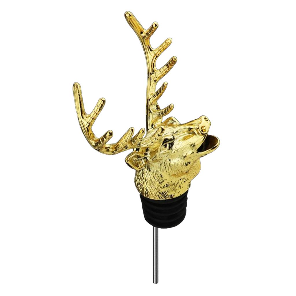 2PCS Deer Head Unique Wine Bottle Caps Wine Aerators Liquor Pourer Bar Tool