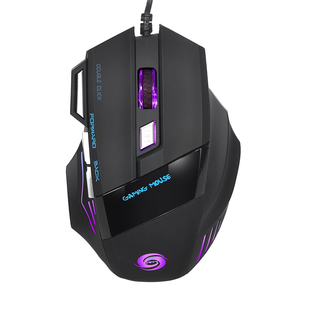 3200 DPI 7 Button 7D LED Optical USB Wired Gaming Mouse Mice for Laptop PC Professional Gamer Adjustable Black