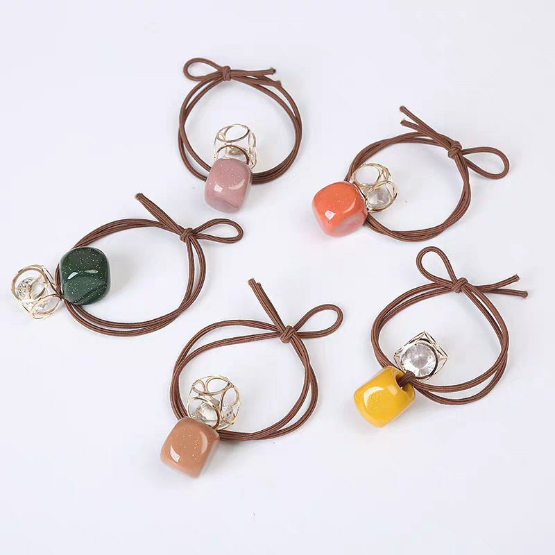 Dây buộc tóc cài tóc DIY hạt nhựa handmade cho bạn gái bé gái nhiều màu