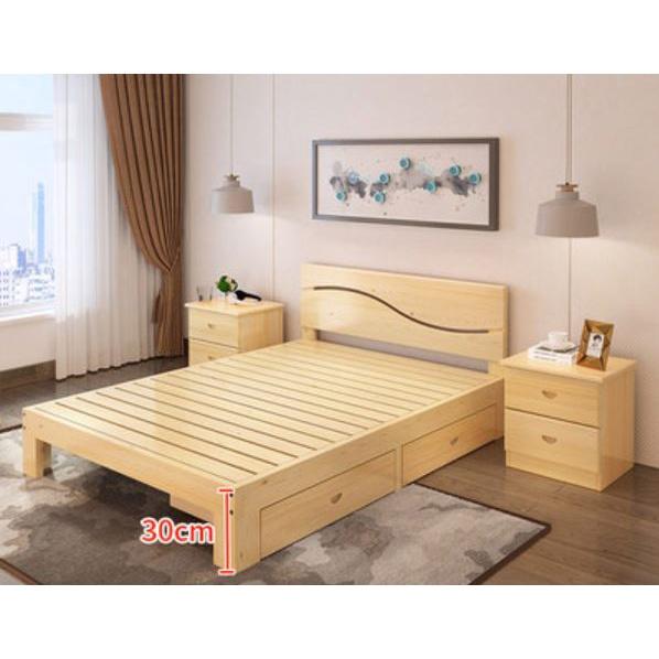 Giường gỗ thông có ngăn kéo để đồ hiện đại - giường ngủ nhập khẩu cao cấp