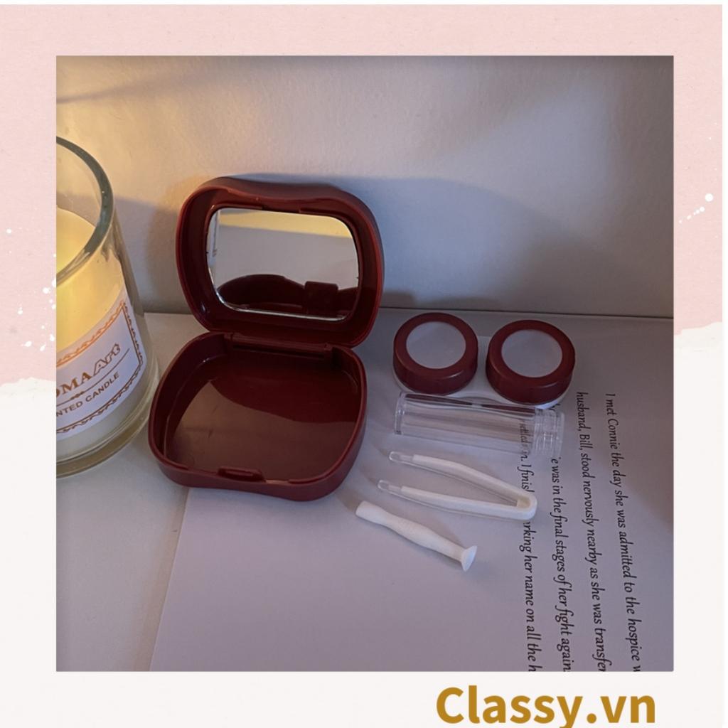 Hộp đựng kính áp tròng Classy tông màu pastel nhẹ nhàng, họa tiết trái tim PK1673 | Hộp đựng kính áp tròng