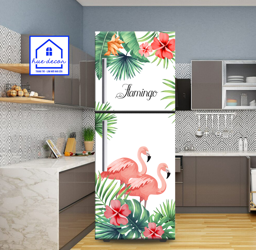 Giấy dán decal tủ lạnh Hồng Hạc  Huedecor chống nước, sẵn keo, đủ kích cỡ